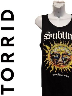 TORRID Women’s Black Tank Top Sublime Sun Logo Long Beach CA Size 00 Medium